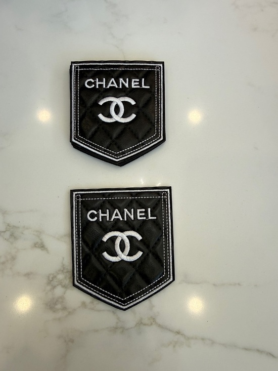 Hand Crafted Accessories - Black and White Quilted Leather Iron On Patch